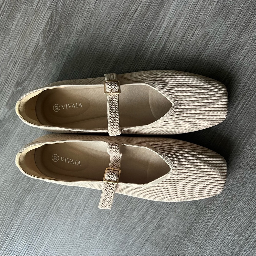Vivaia Margot Square Toe Mary Jane Flat in Almond Women's Shoe Size 40 - Picture 3 of 8